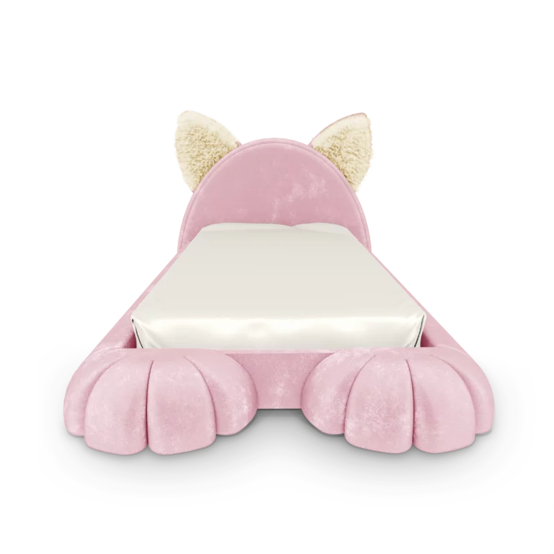 luxury cat-shaped kids bed in blush pink