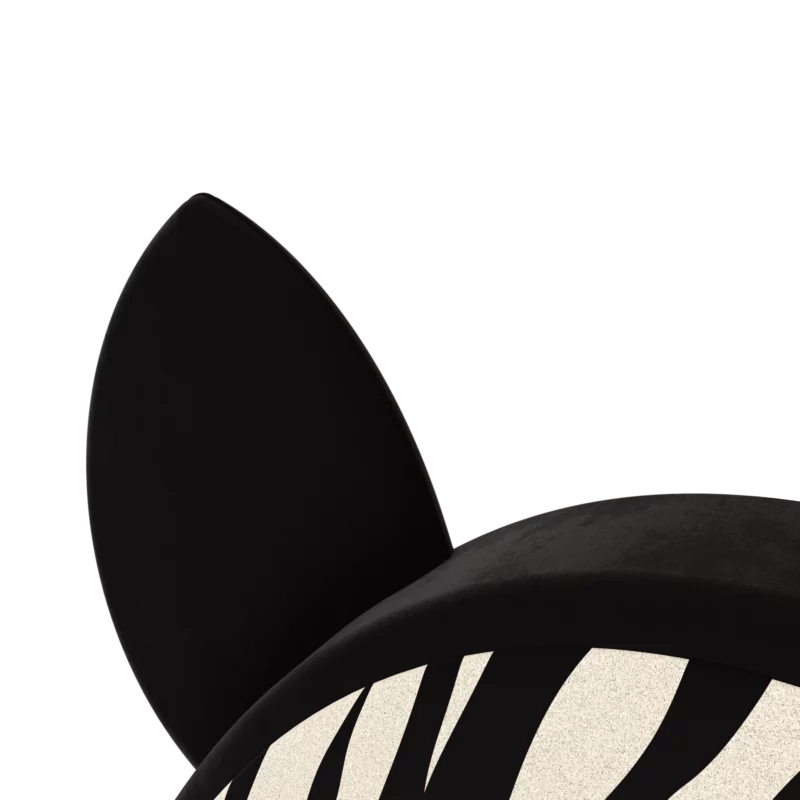 Zebra kids bed with animal ears and striped fabric