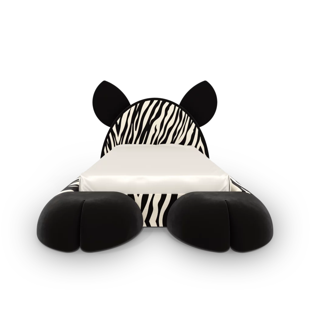 Luxury zebra kids bed by MAGILORE in striped velvet
