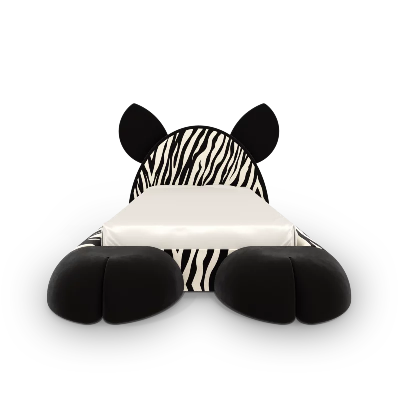 Luxury zebra kids bed by MAGILORE in striped velvet